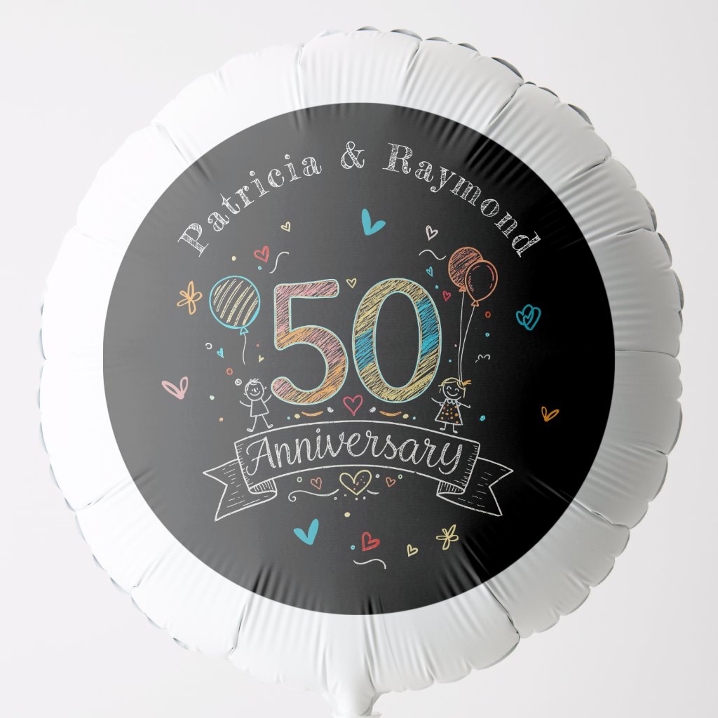 Chalkboard Doodles 50th Anniversary Personalized 