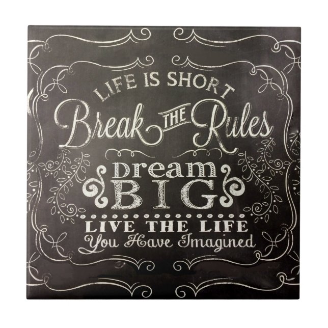 Chalkboard Dream Big Ceramic Tile (Front)