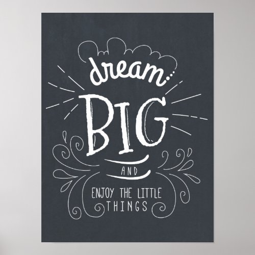 Chalkboard Dream Big Quote Art Print