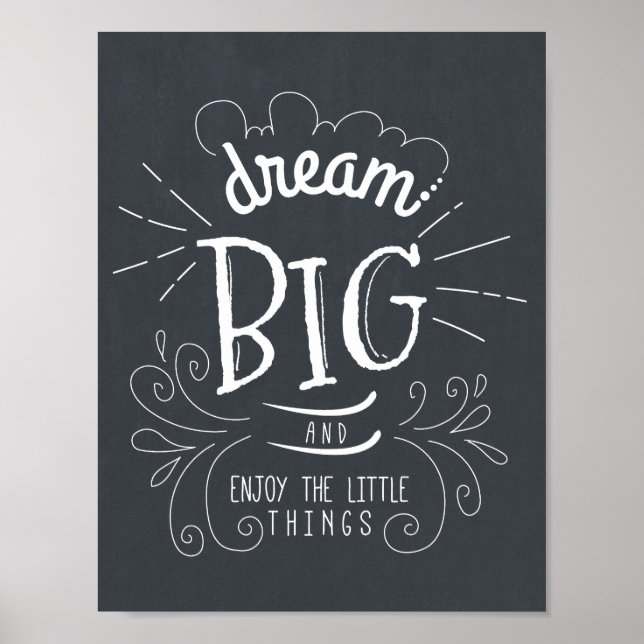 Chalkboard Dream Big Quote Art Print (Front)