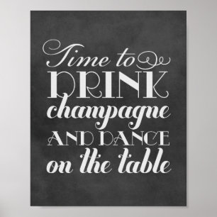 Chalkboard Drink Champagne and Dance Poster
