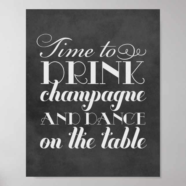 Chalkboard Drink Champagne and Dance Poster (Front)