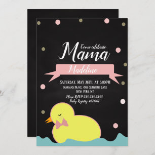 Chalkboard Duck Aquatic Faux Gold Baby Shower Invitation
