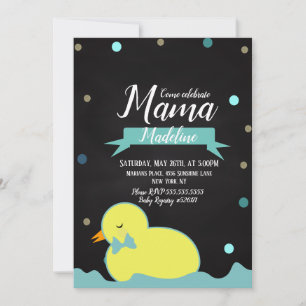 Chalkboard Duck Aquatic Faux Gold Boy Baby Shower Invitation