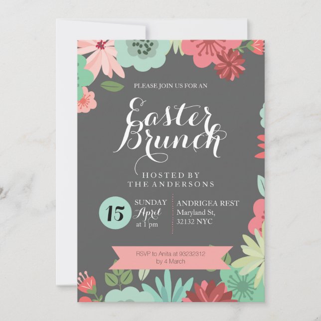 Chalkboard Easter Brunch Egghunt Invitation (Front)