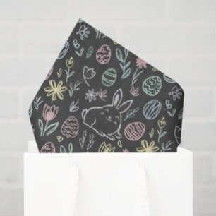 Chalkboard Easter Bunny Doodle Pattern Wrapping Tissue Paper