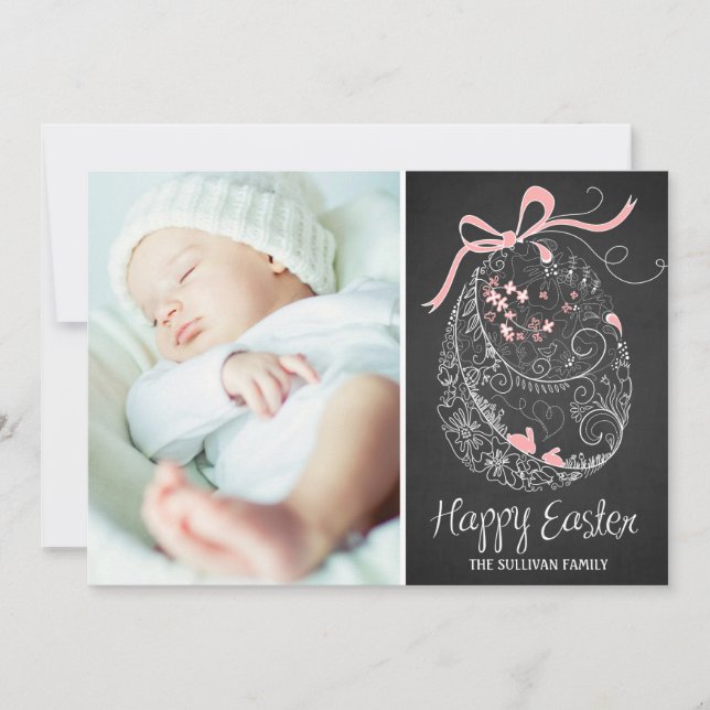 Chalkboard Easter Egg | Happy Easter Photo Card (Front)