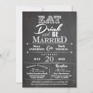 Chalkboard Eat Drink and Be Married Wedding Invitation