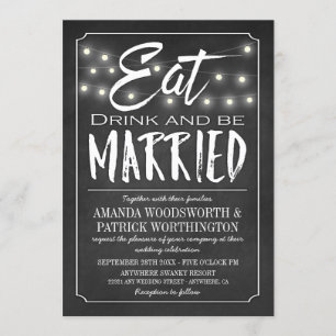Chalkboard Eat Drink & Be Married Wedding Invites
