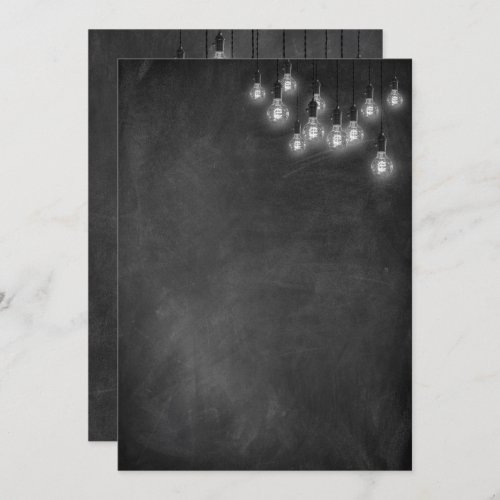 Chalkboard Edison Lights Modern Invitation