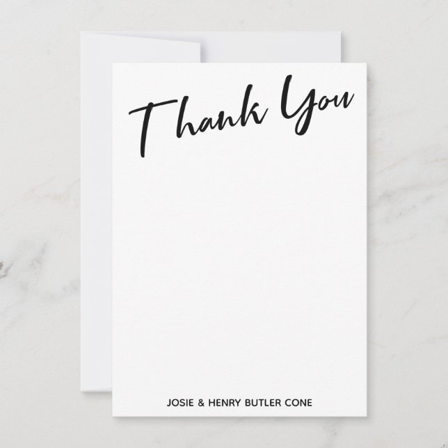 Chalkboard Edison Lights Modern Thank You Script Card (Front)