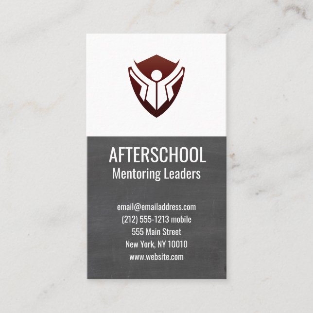 Chalkboard Education Logo Business Card (Front)
