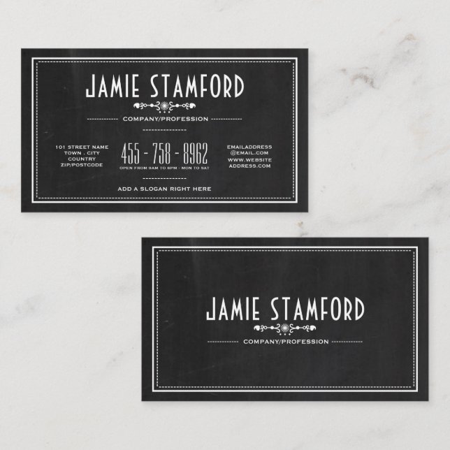 Chalkboard Effect, Vintage Style Business Card (Front/Back)