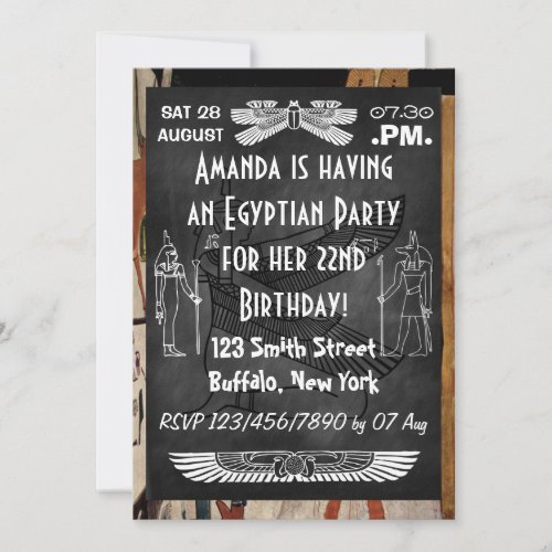Chalkboard Egyptian Themed Party Invitation