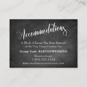 Chalkboard Elaborate Script Wedding Accommodations Enclosure Card