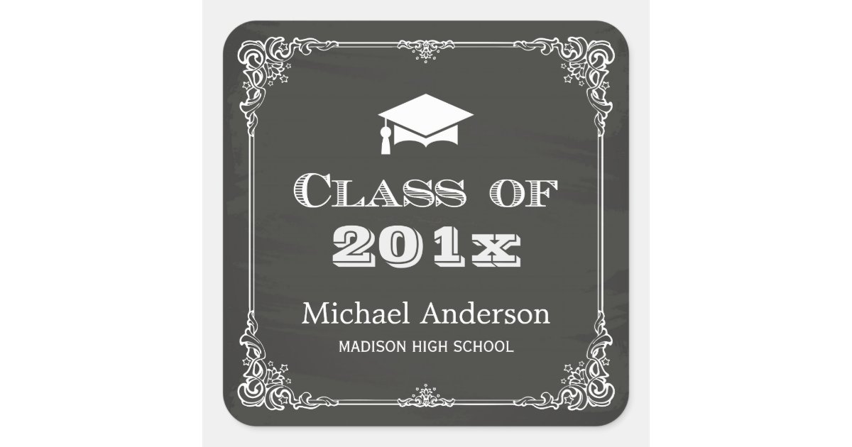 Chalkboard Elegant Frame Class Of 2019 Graduation Square
