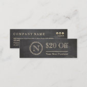 Chalkboard Elegant Monogram Mini Discount Card (Front/Back)