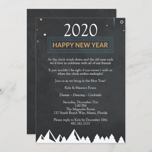 Chalkboard Elegant New Years Eve Party Invitation
