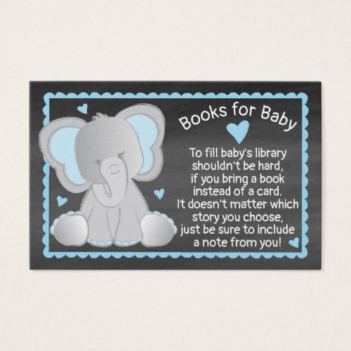 Chalkboard Elephant Baby Boy Shower Bring a Book