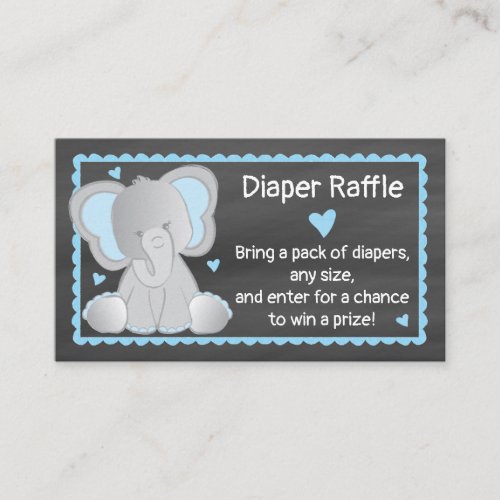 Chalkboard Elephant Baby Boy Shower Diaper Raffle Enclosure Card