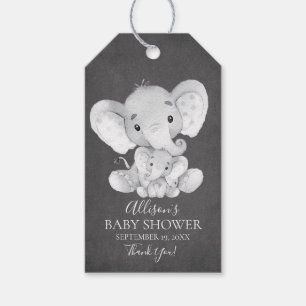 Chalkboard Elephant Baby Shower Favor Gift Tag