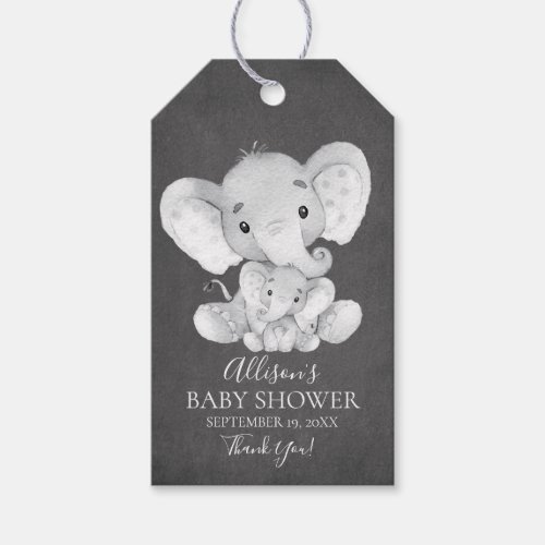 Chalkboard Elephant Baby Shower Favor Gift Tag