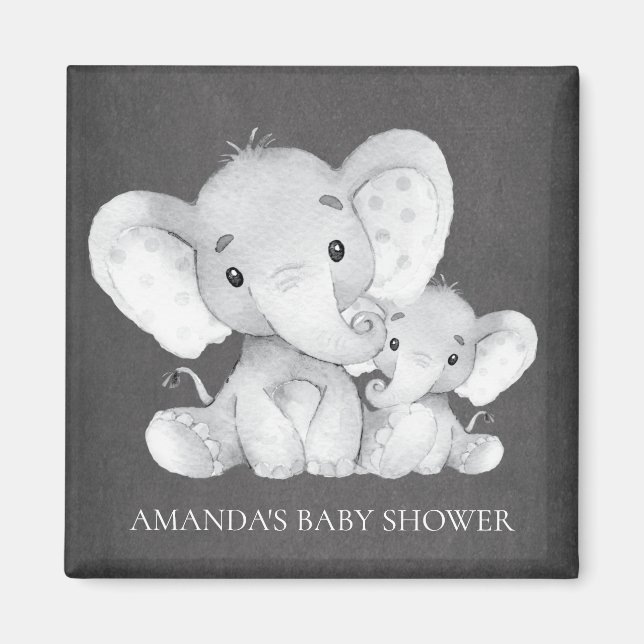Chalkboard Elephant Baby Shower Favor Magnet (Front)