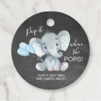 Chalkboard Elephant Baby Shower Pop It  Favor Tags