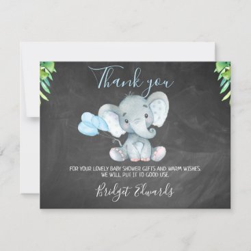 Chalkboard Elephant Baby Shower Thank You Card