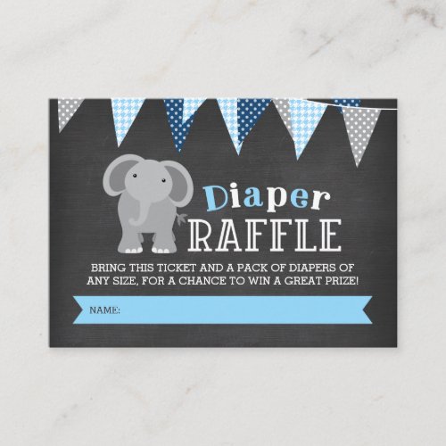 Chalkboard Elephant Boy Diaper Raffle Ticket Enclosure Card