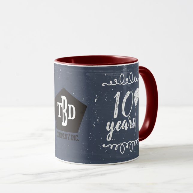 Chalkboard employee milestone anniversary mug (Front Right)