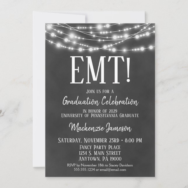 Chalkboard EMT Graduation Party Invitation (Front)