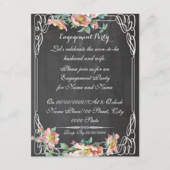 Chalkboard  Engagement Party.engagement Invitation Postcard by Boopoobeedoogift at Zazzle