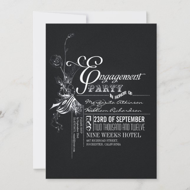 Chalkboard Engagement Party Invitation (Front)