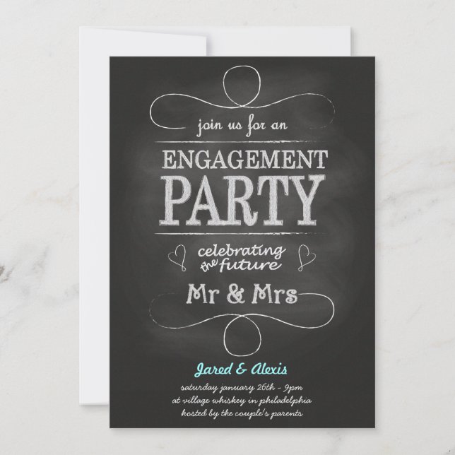 Chalkboard Engagement Party Invitation (Front)
