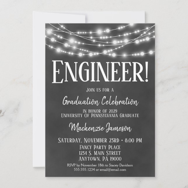 Chalkboard Engineer Graduation Party Invitation (Front)