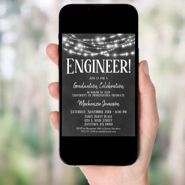 Chalkboard Engineer Graduation Party Invitation (Front Digital)