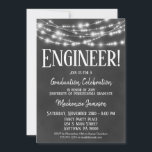 Chalkboard Engineer Graduation Party Invitation<br><div class="desc">A fun black and white chalkboard engineer graduation party invitation with glowing lights at the top.</div>