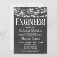 Chalkboard Engineer Graduation Party Invitation
