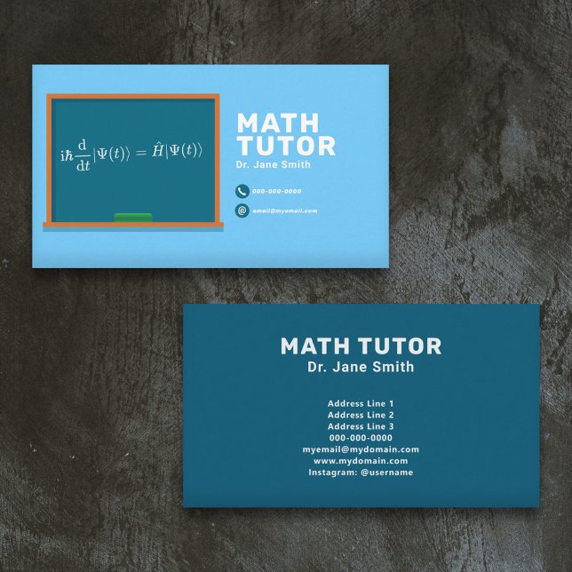 Chalkboard & Equation Math Tutor Business Card (Chalkboard & Equation Math Tutor Business Card)
