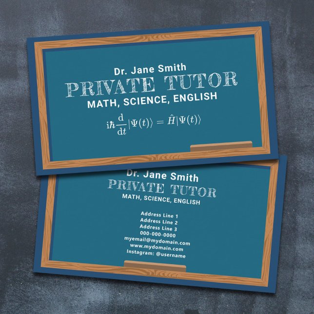 Chalkboard & Equation Private Tutor Business Card (Chalkboard & Equation Private Tutor Business Card)