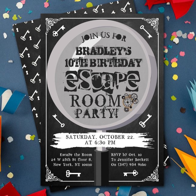 Chalkboard Escape Room Party Any Age Birthday Invitation (Creator Uploaded)