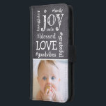 Chalkboard Etching Word collage single Photo Samsung Galaxy S5 Wallet Case<br><div class="desc">Enhance the look of your Samsung Galaxy S5 with our unique Chalkboard Etching Word Collage Single Photo Wallet Case. This exquisite case blends the nostalgic charm of a chalkboard with the modern appeal of a word collage. The journey begins with the word "Blessed, " and spirals into a delightful array...</div>
