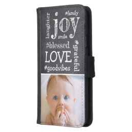 Chalkboard Etching Word collage single Photo Samsung Galaxy S5 Wallet Case