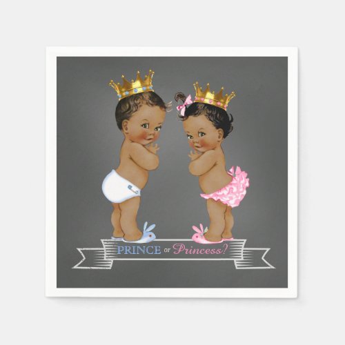 Chalkboard Ethnic Gender Reveal Prince Princess Napkins