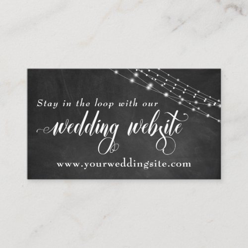 Chalkboard  Fairy Lights Wedding Website Enclosure Card