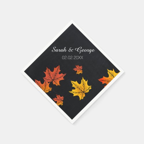 chalkboard fall personalized wedding napkins