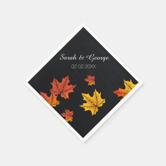 chalkboard fall personalized wedding napkins (Corner)