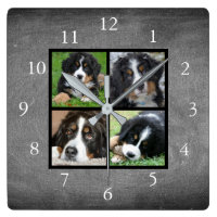 Chalkboard Family custom photo collage Square Wall Clock