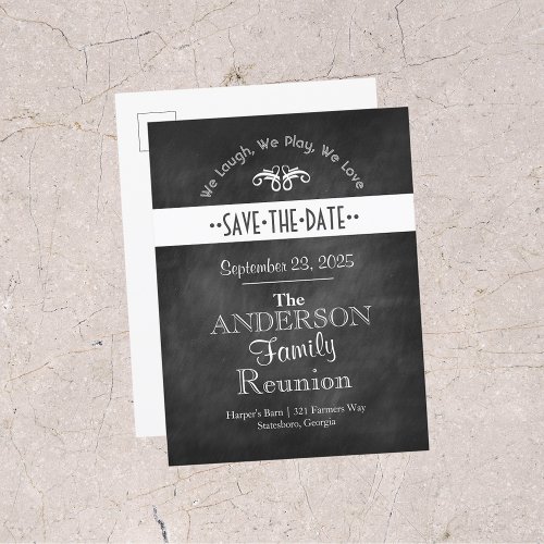 Chalkboard Family Reunion Save the Date Announcement Postcard